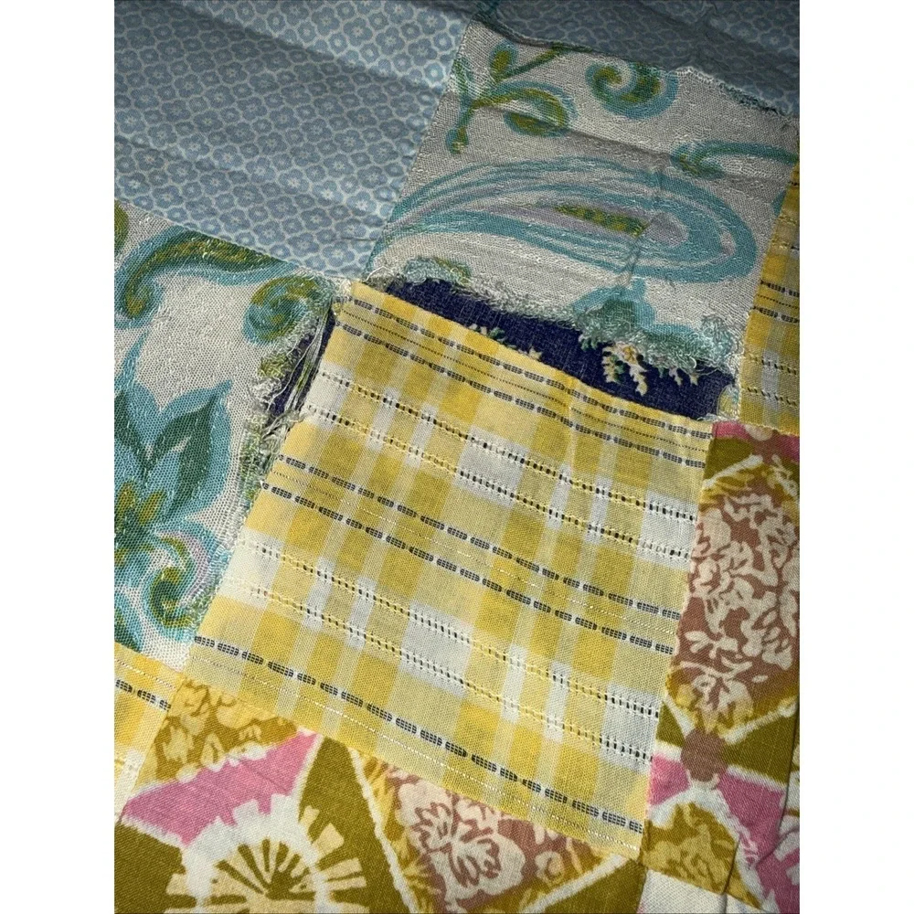 Vintage Handmade Patchwork Quilt Bedspread 95X77 In Farmhouse No Filling READ